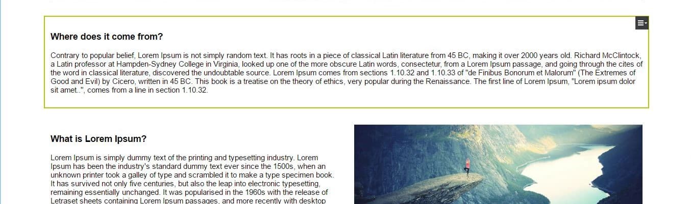 Block displayed in full width